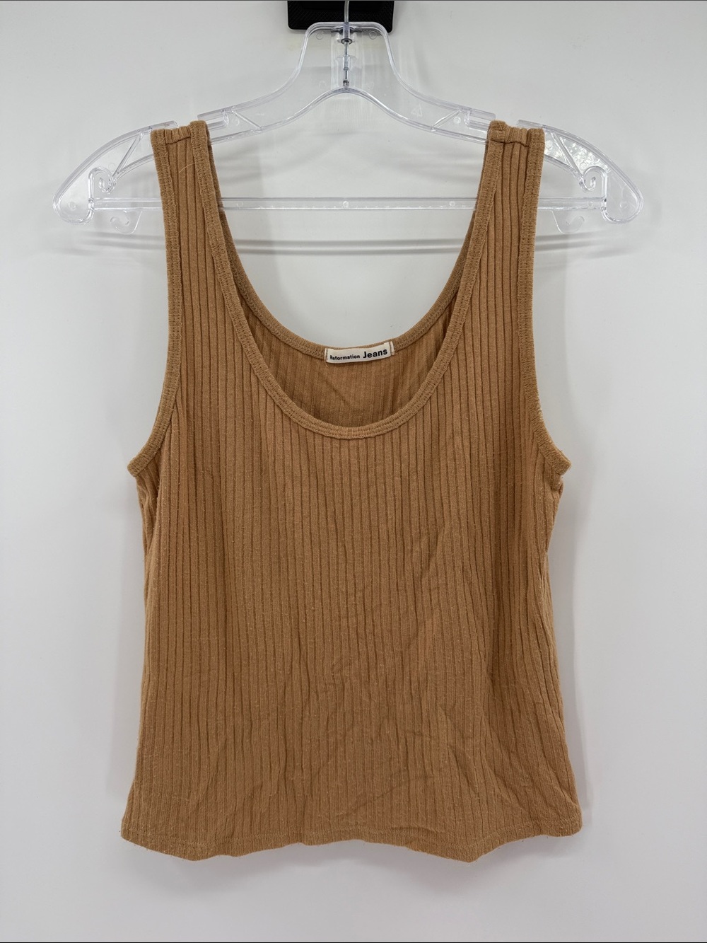 Reformation Women's Scoop Neck Ribbed Tank Top - Camel - Medium